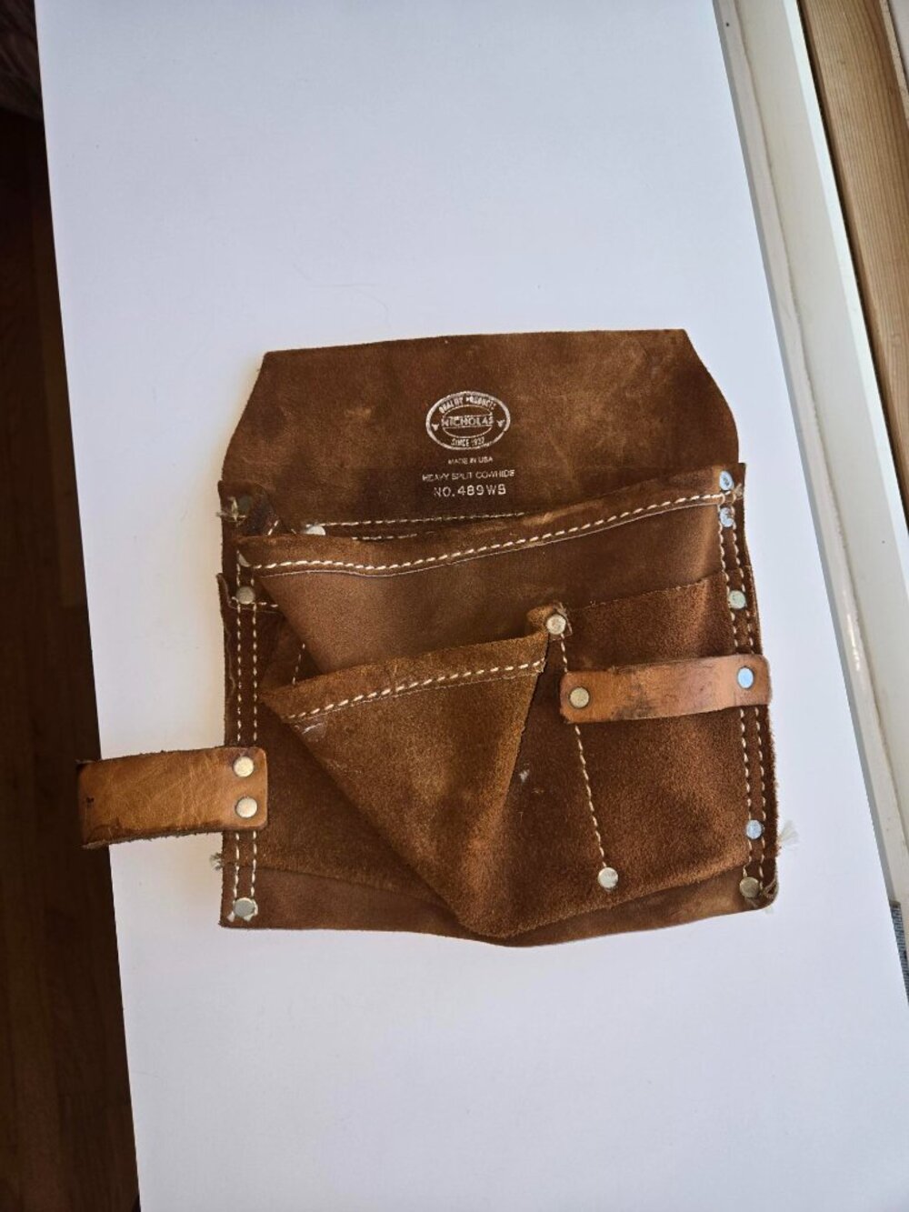 Nicholas Heavy Split Cowhide Suede Tool Pouch Nail Apron Carpenter Work Belt Bag